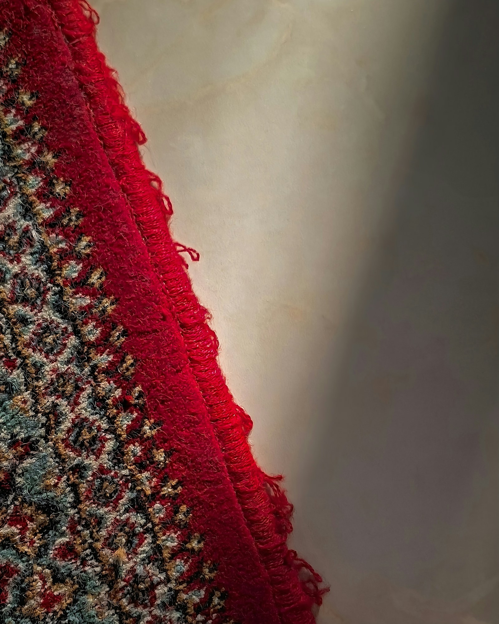 Close-up of an authenticity tag on the back of a rug