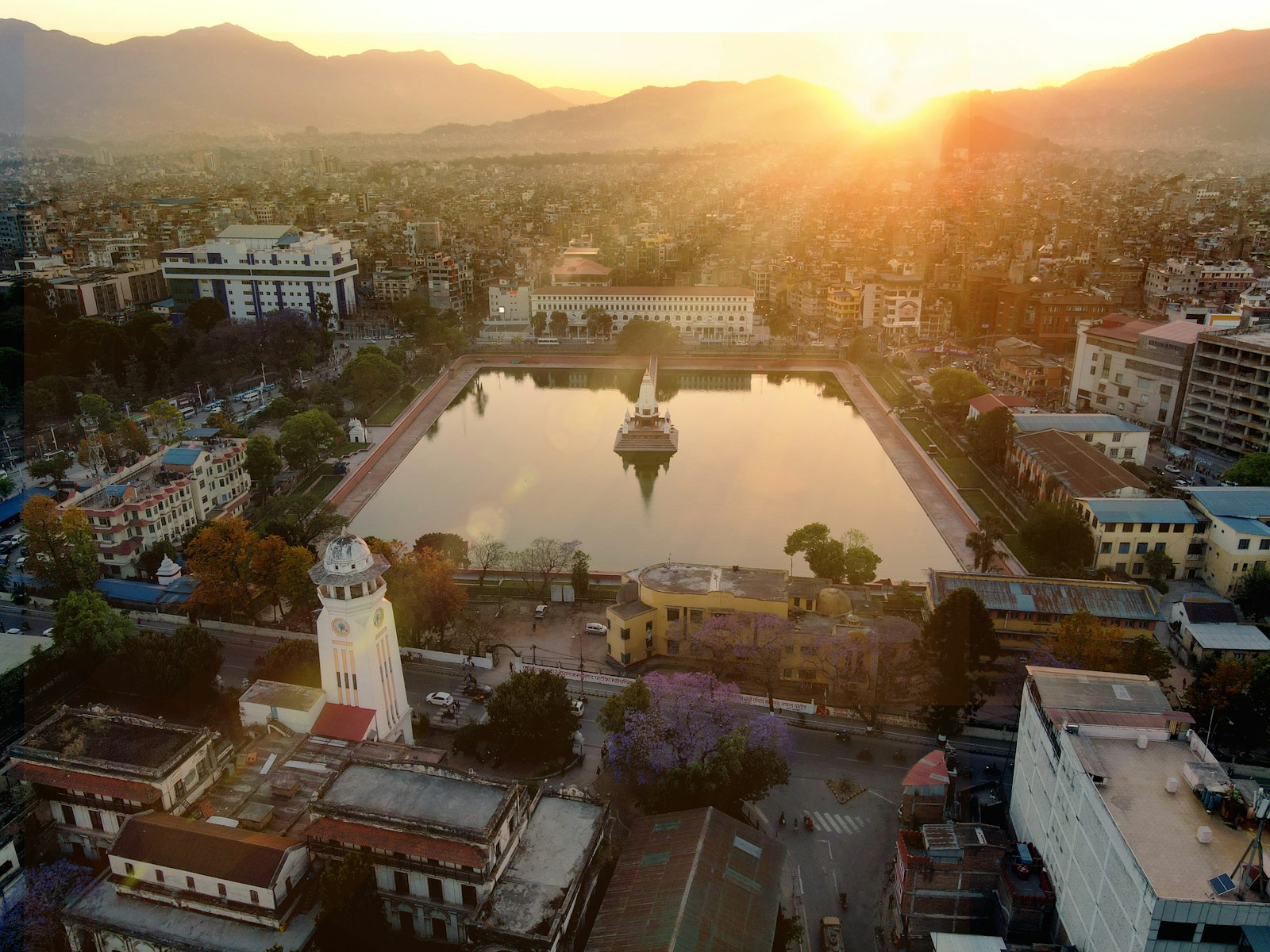 Sun sets in Ranipokhari, Nepal